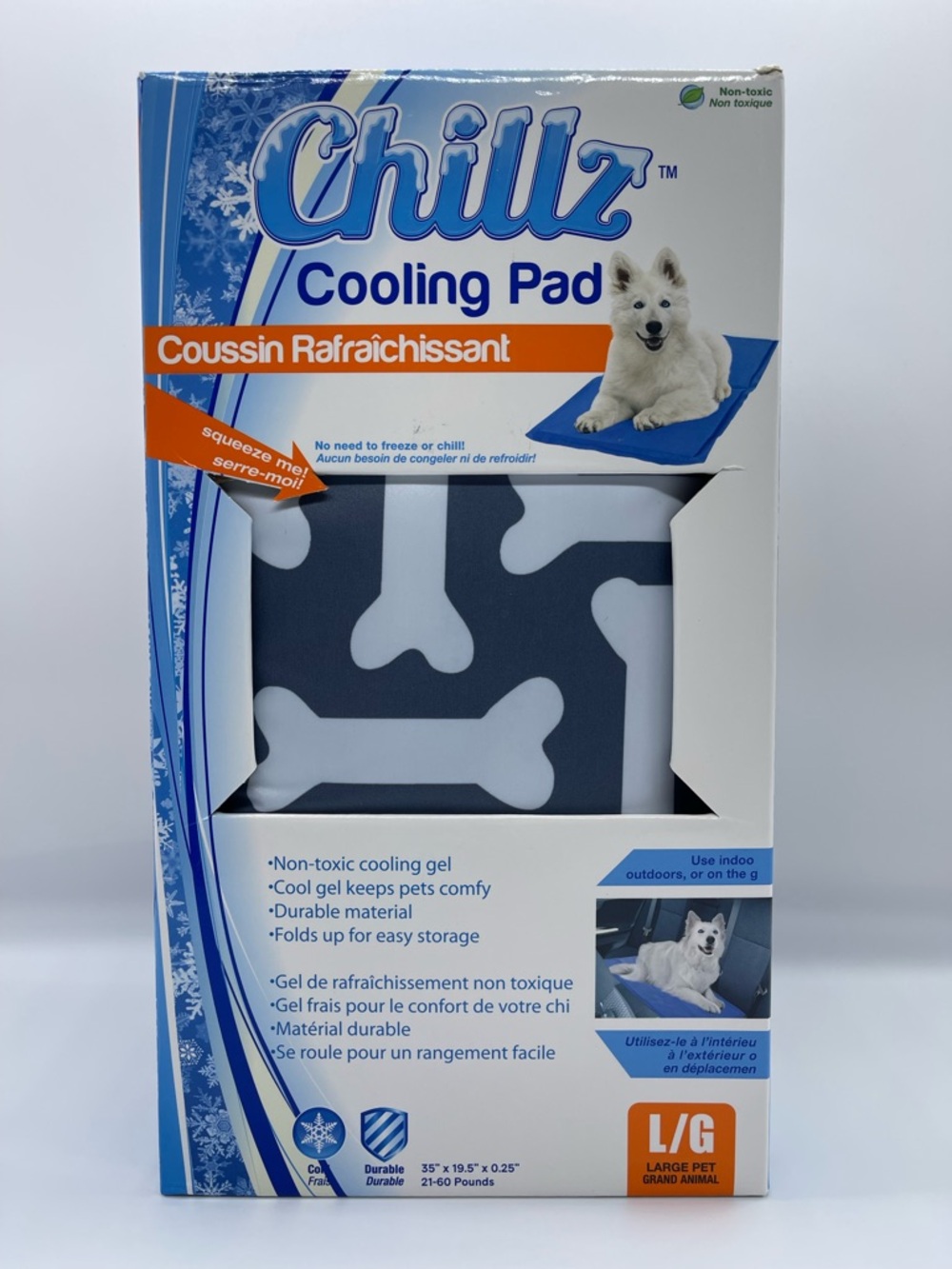 Chillz Cooling Pad - Blue with White Bone Pattern- Large